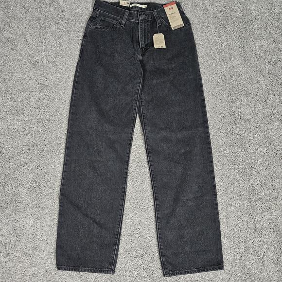 Levis '94 Baggy Jeans Womens 26 Black Mid Rise Straight Skater Indie Minimalist - Picture 1 of 13